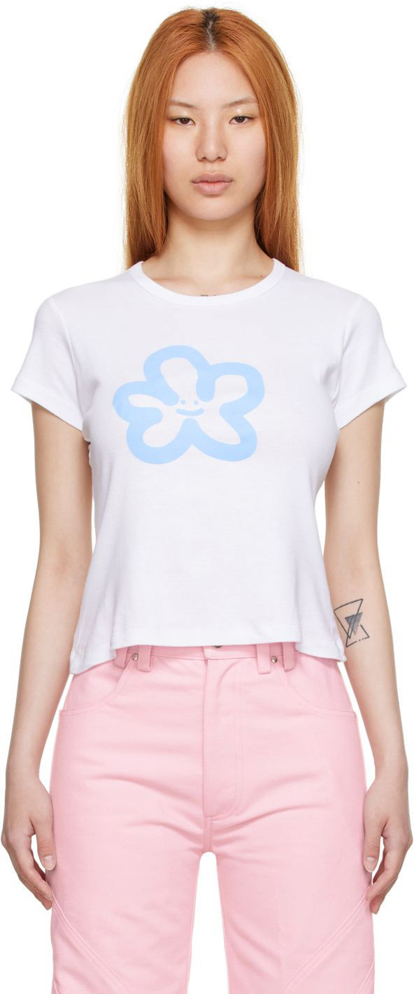 Marshall Columbia Ssense Exclusive White Cotton T-shirt In Sky