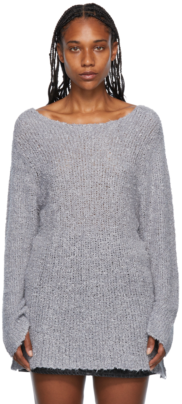 Our Legacy Gray Wide Neck Sweater
