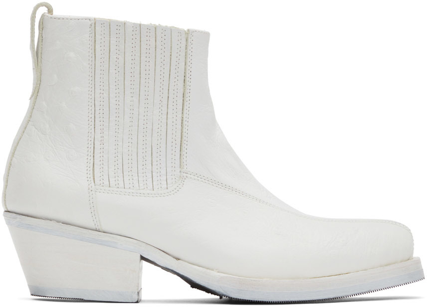 Our Legacy White Abstract Gator Boots