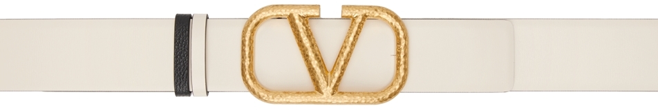 Valentino Garavani Reversible Off-White & Black VLogo Belt