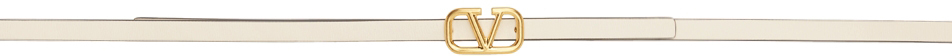Valentino Garavani Reversible Off-White & Gold VLogo Signature Belt