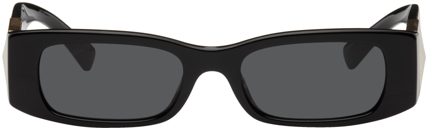 Valentino Garavani Black Thin Rectangular Sunglasses