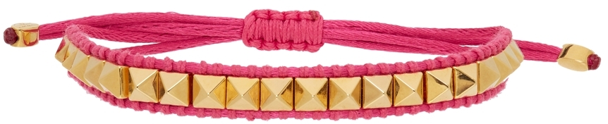 Valentino Garavani Pink Cord Rockstud Bracelet