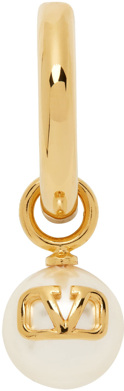 Valentino Garavani Gold Pearl VLogo Single Earring