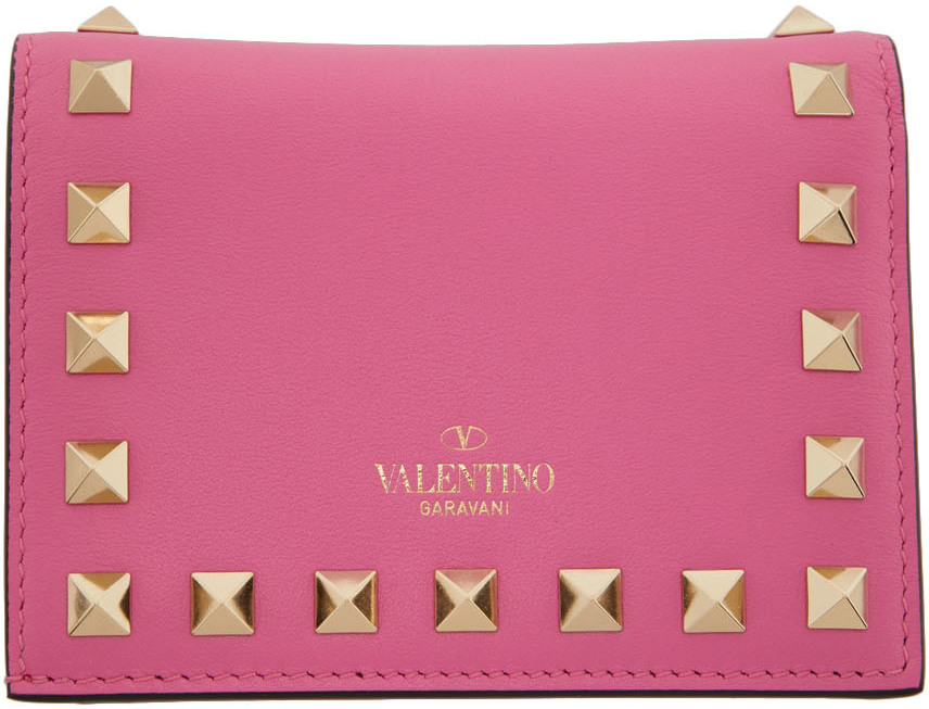 valentino rockstud wallet pink