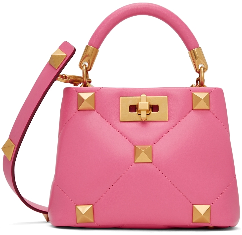 Valentino Garavani Pink Small Roman Stud Handle Bag