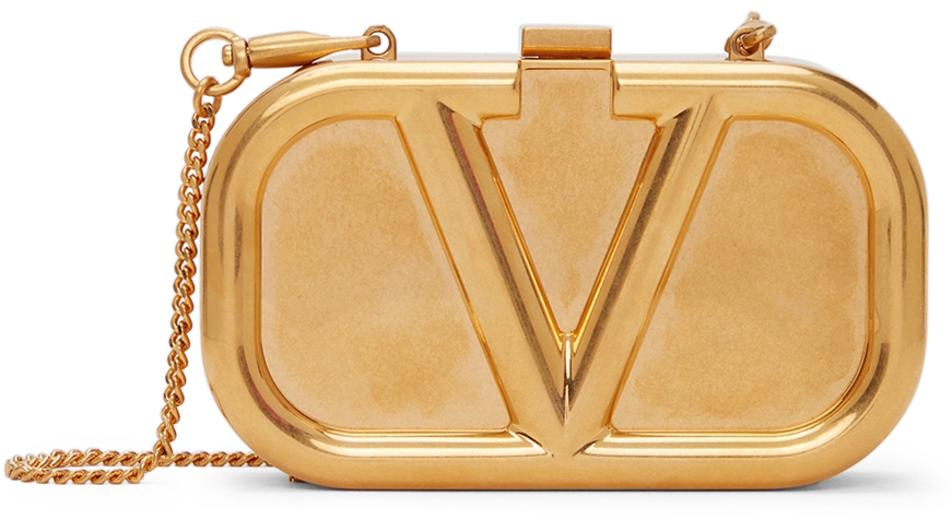 Klooster Bestudeer uitdrukking Valentino Garavani: Gold Mini VLogo Shoulder Bag | SSENSE