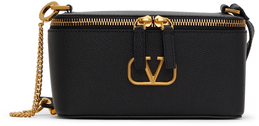 Valentino Garavani Black Vlogo Vanity Shoulder Bag