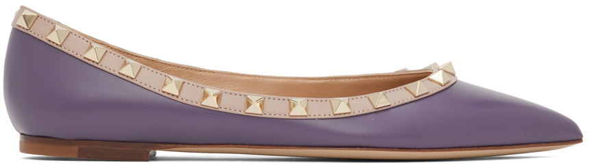 Purple Rockstud Ballerina Flats SSENSE Women Shoes Flat Shoes Ballerinas 