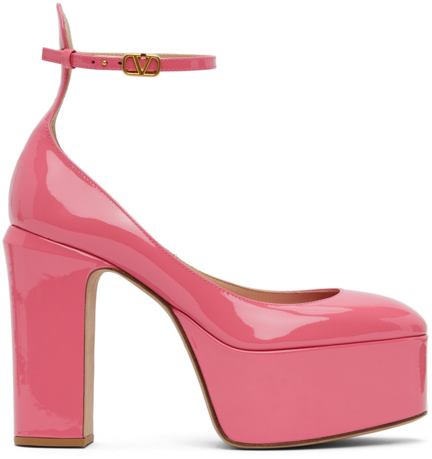 Valentino Garavani: Pink Tan-Go Platform Pump Heels | SSENSE