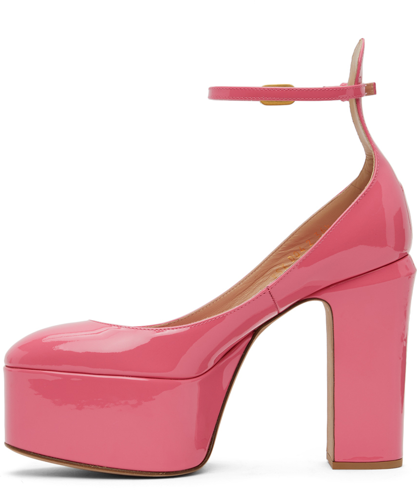 Valentino Garavani Rockstud Rolling Red Leather Ankle Strap Pumps