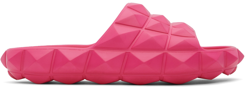 Valentino Garavani Pink Roman Stud Turtle Slides