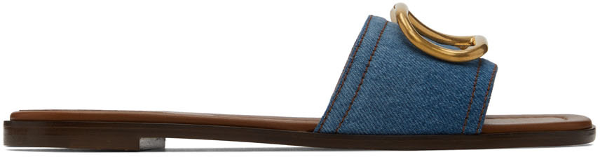 Blue VLogo Slide Sandals