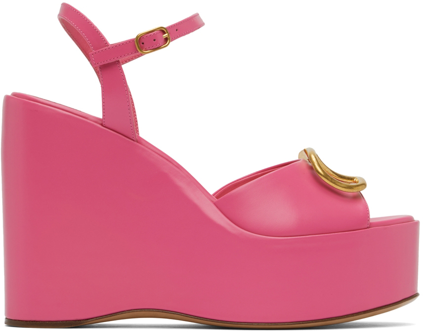 Valentino Garavani Pink VLogo Wedge Sandals