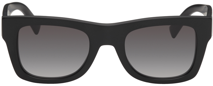 Valentino Garavani Black & 'VLTN' Rectangular Sunglasses Smart