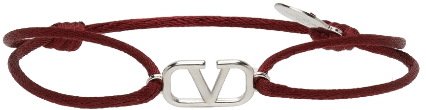 Burgundy & Silver VLogo Bracelet