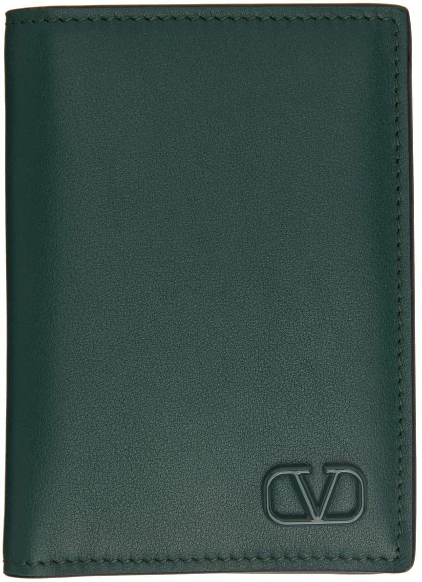 Valentino Garavani Green Vlogo Card Holder In Js8 English Green