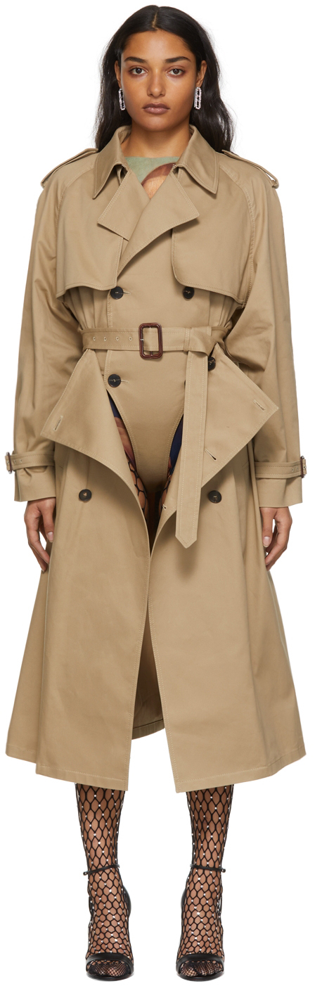 Beige Bodysuit Trench Coat