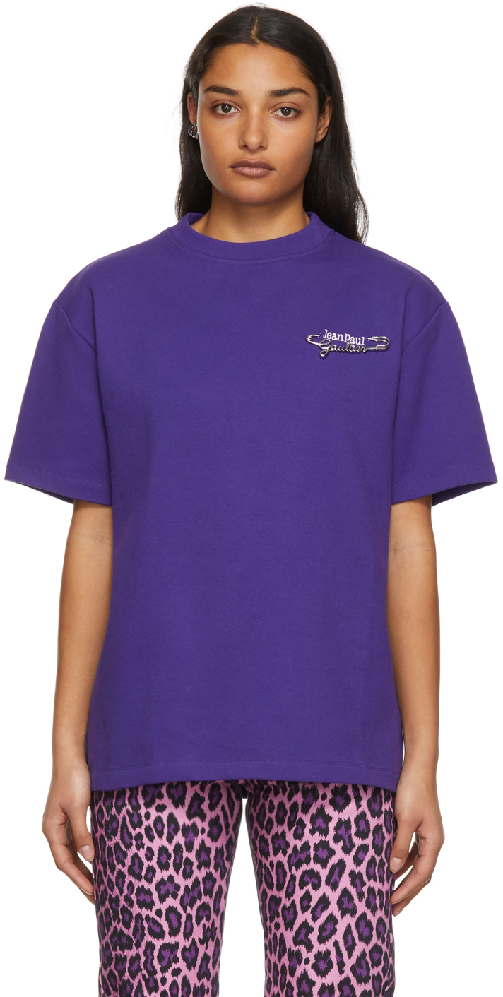 Jean Paul Gaultier Purple Logo Brooch T-Shirt