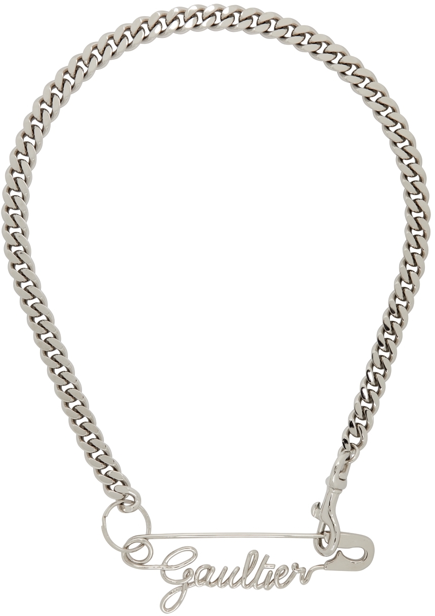 Jean Paul Gaultier Silver 'The Gaultier' Safety Pin Necklace 