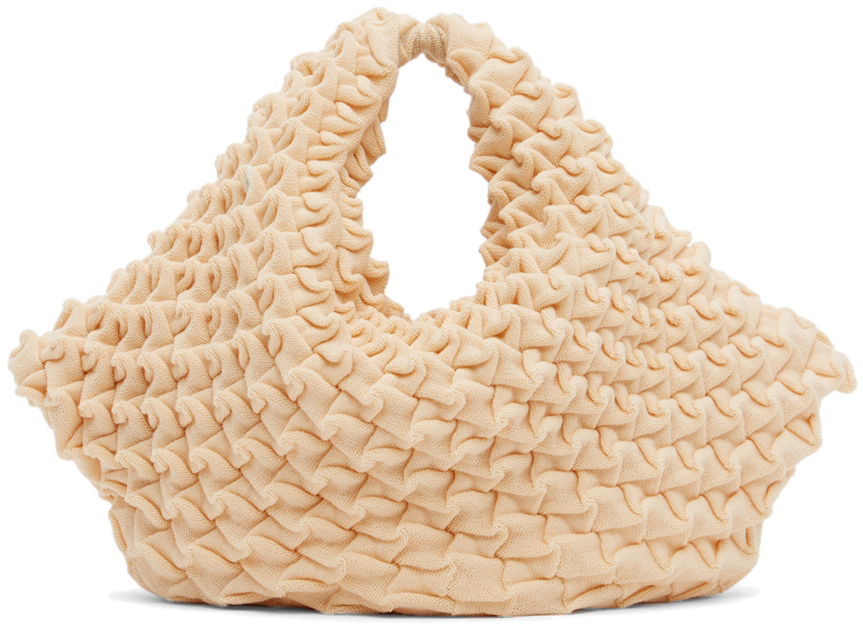 Issey Miyake Beige Shell Knit Bag