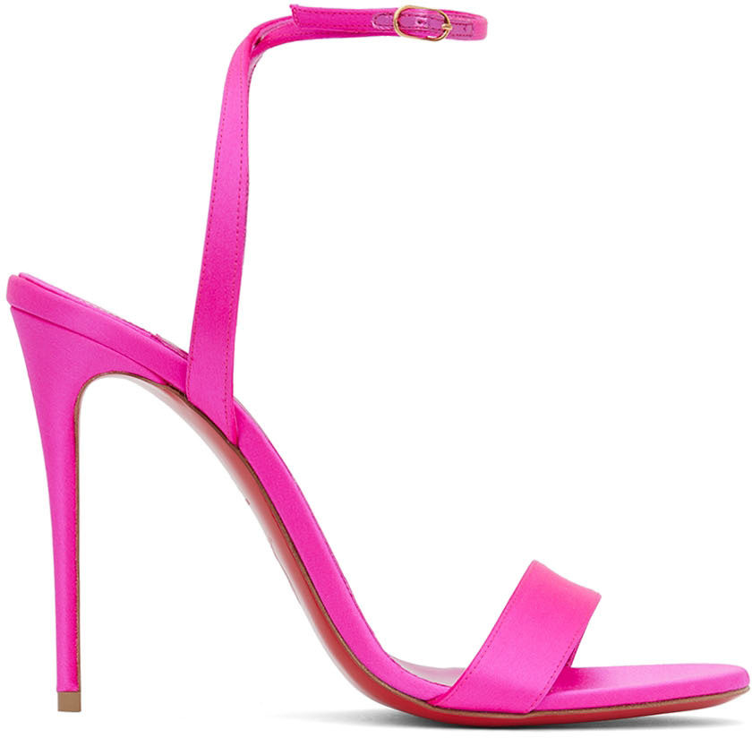 Christian Louboutin: Pink Loubigirl 100 Heeled Sandals | SSENSE