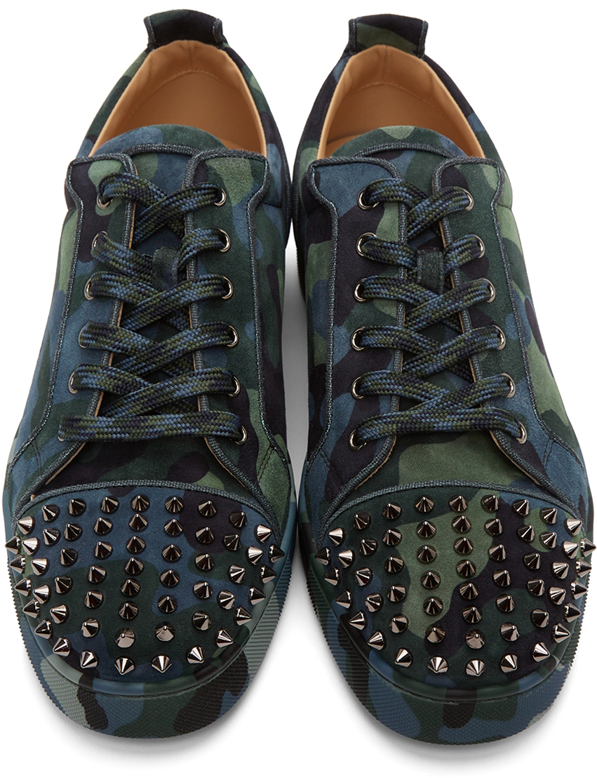 Christian Louboutin Louis Junior Spikes Light Blue Sneakers New
