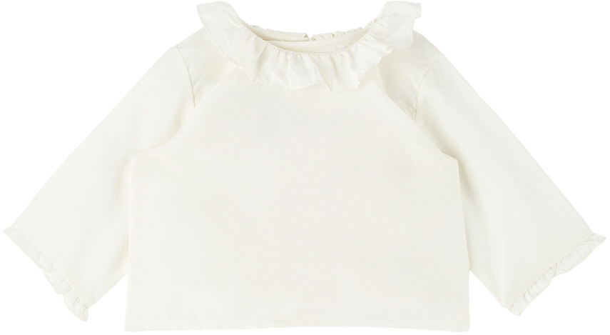 Bonpoint Baby Off-white Silk Blouse In 002 Blanc Lait