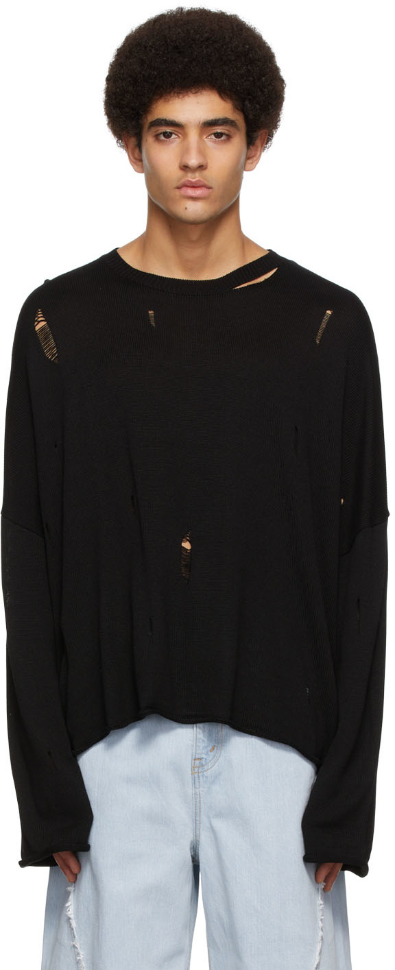 JieDa Black Rayon Sweater