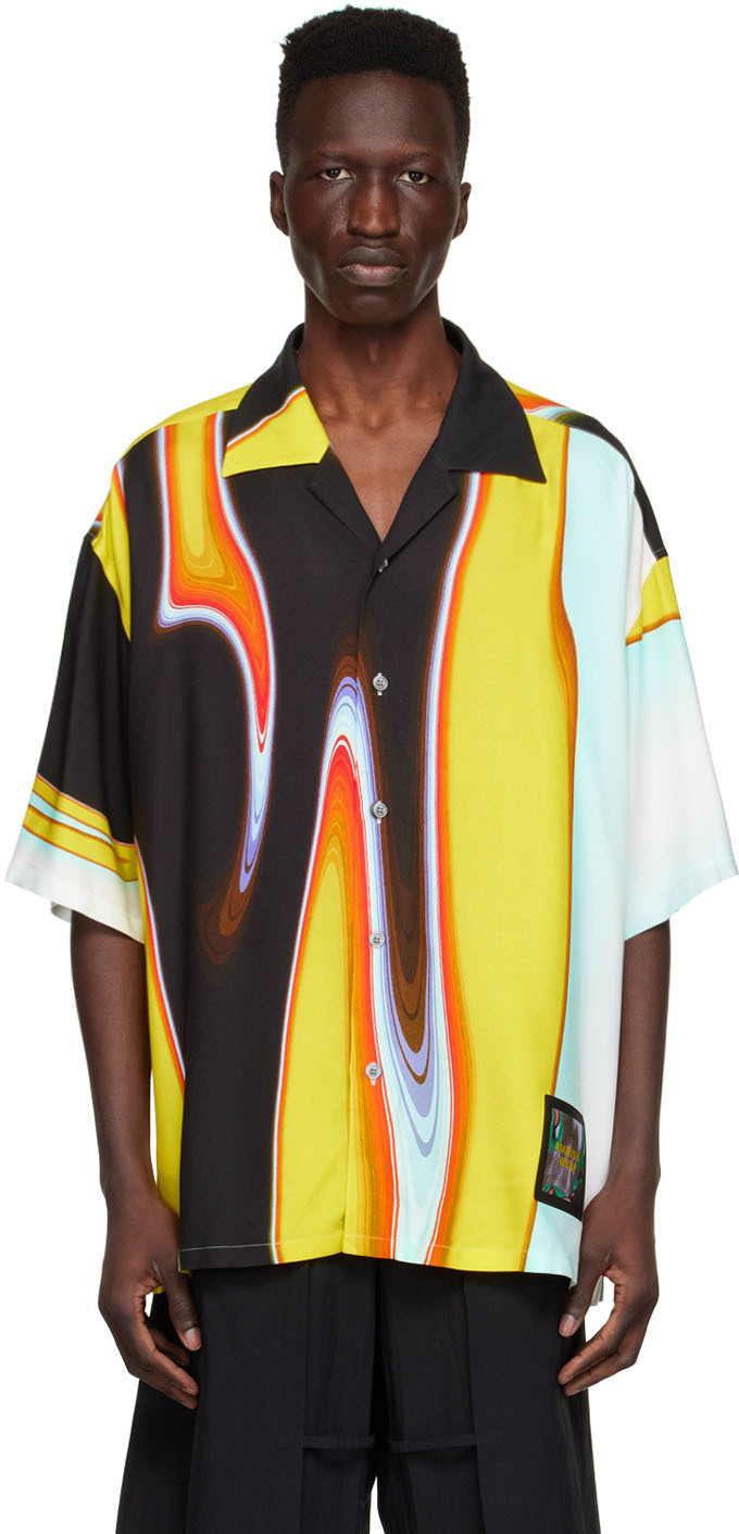 Yellow Viscose Short Sleeve Shirt by 