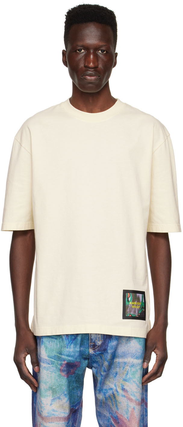 Ambush Wksp Patch T-shirt White Asparagus Multi In Asparagus Multi