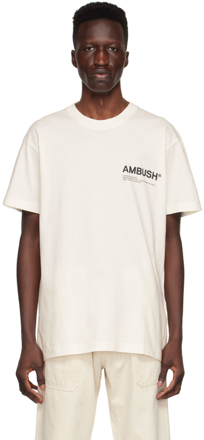 Shop Ambush Off-white Cotton T-shirt In Cloud