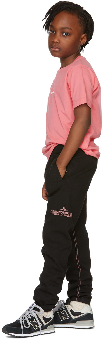 Stone Island Junior Kids Black Contrast Stitch Lounge Trousers In V0029 Black