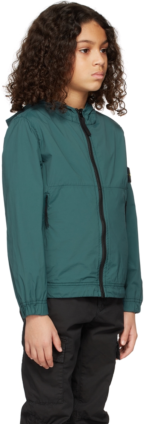 Stone Island Kids Green Hooded Jacket In V0066 Grygr