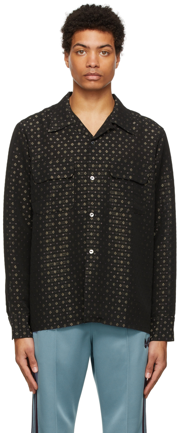 Needles Black & Gold Classic Diamond Jacquard Shirt | Smart Closet