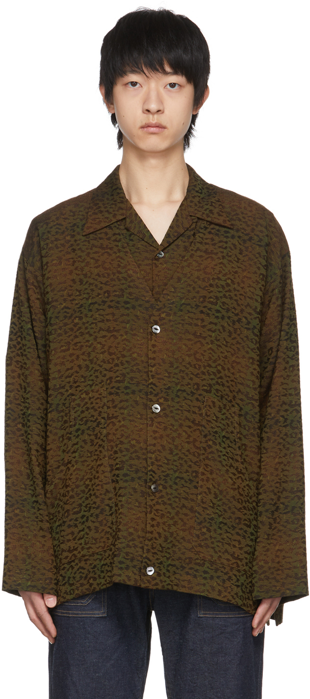 Khaki Jacquard Leopard Cardigan