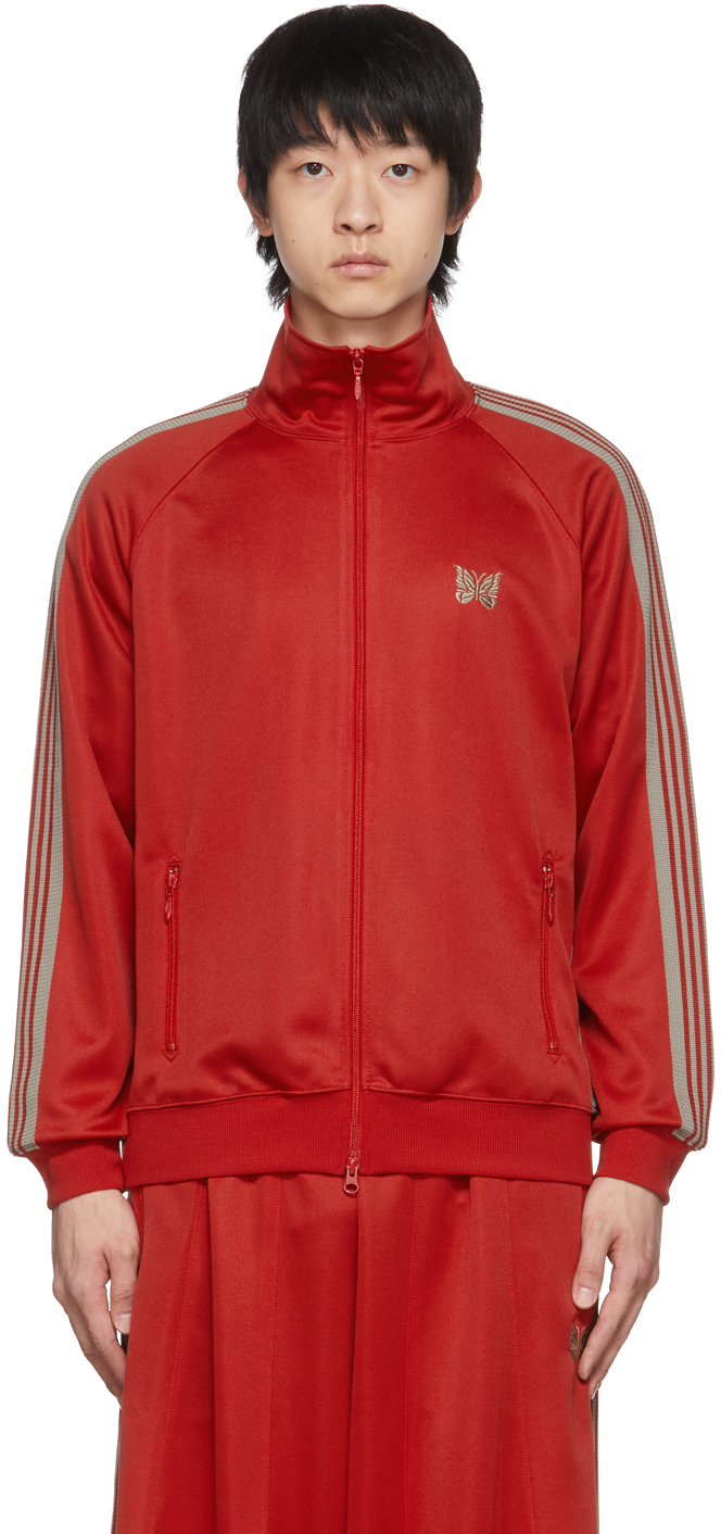 Red Poly Smooth Track Jacket by NEEDLES on Sale