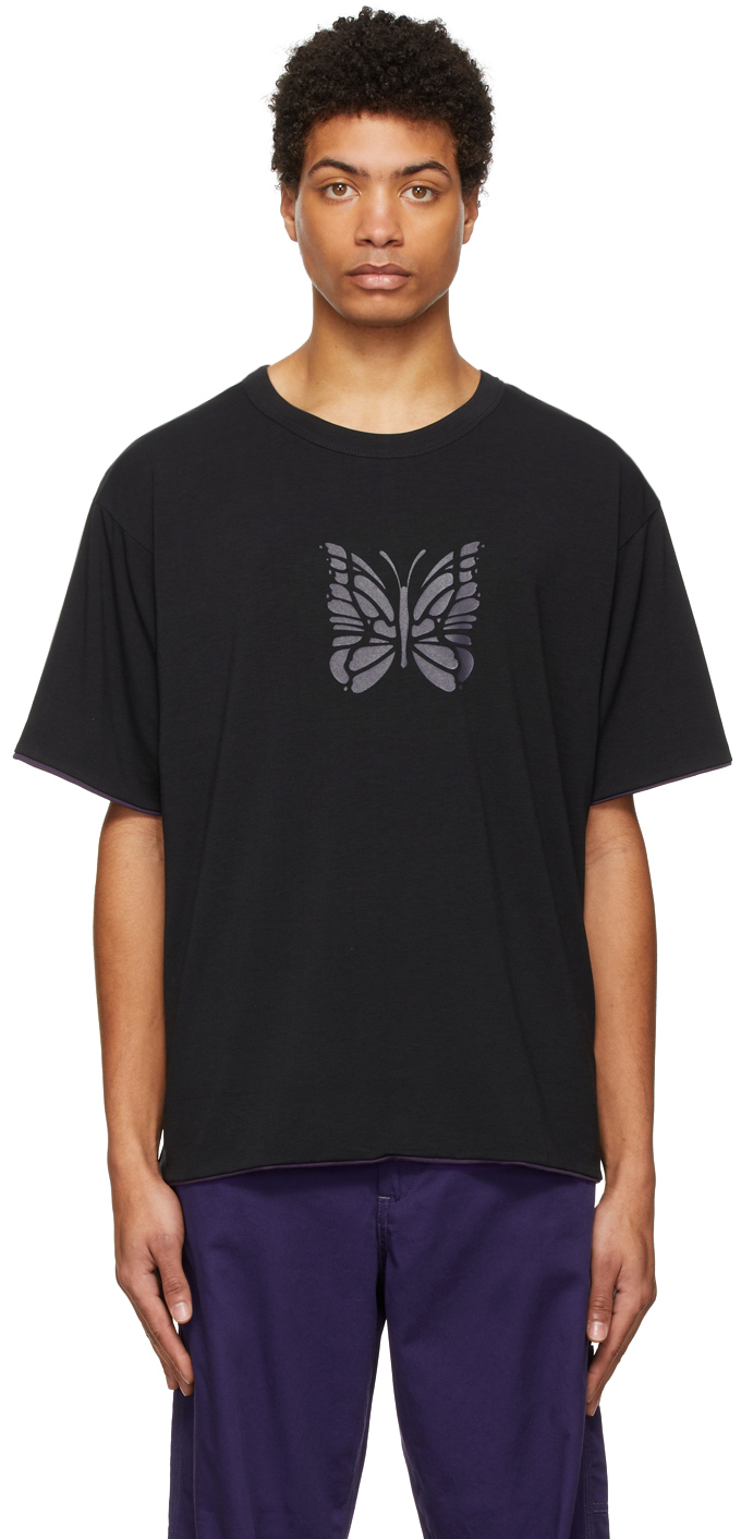 detektor Afvige Skinne NEEDLES: Reversible Black & Purple Logo T-Shirt | SSENSE