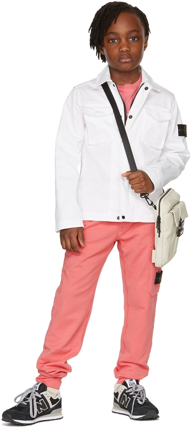 Stone Island Junior Kids White Cotton Gabardine Jacket In V0001 White