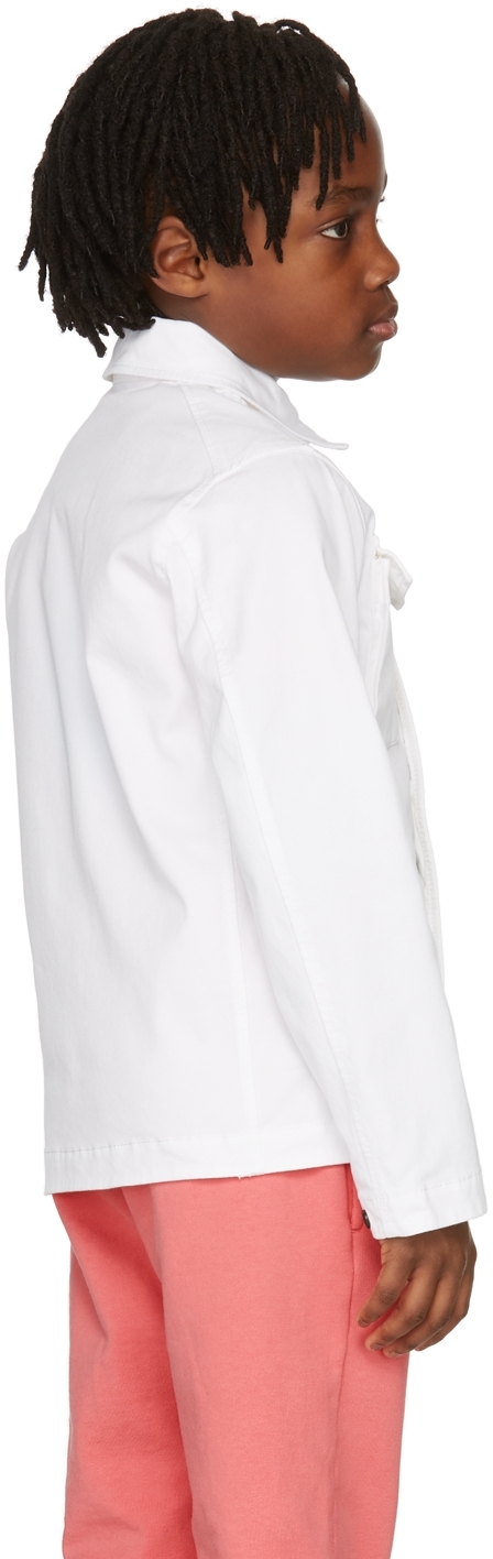 Stone Island Kids White Cotton Gabardine Jacket In V0001 White