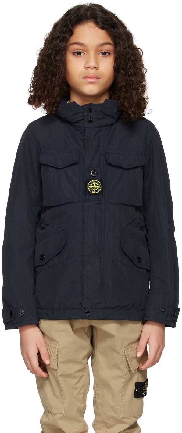 Stone Island Kids Navy Field Jacket In V0020 Navy Blue