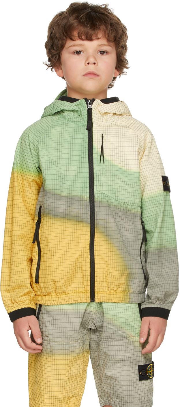Stone Island Kids Yellow & Green Airbrush Jacket In V0030 Yellow