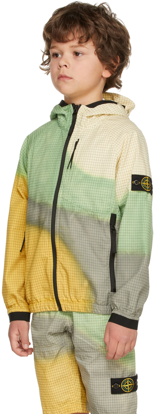 Stone Island Kids Yellow & Green Airbrush Jacket In V0030 Yellow