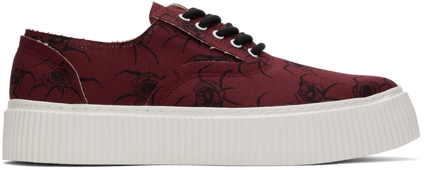 Undercoverism Red Rose Sneakers In Bordeaux Base