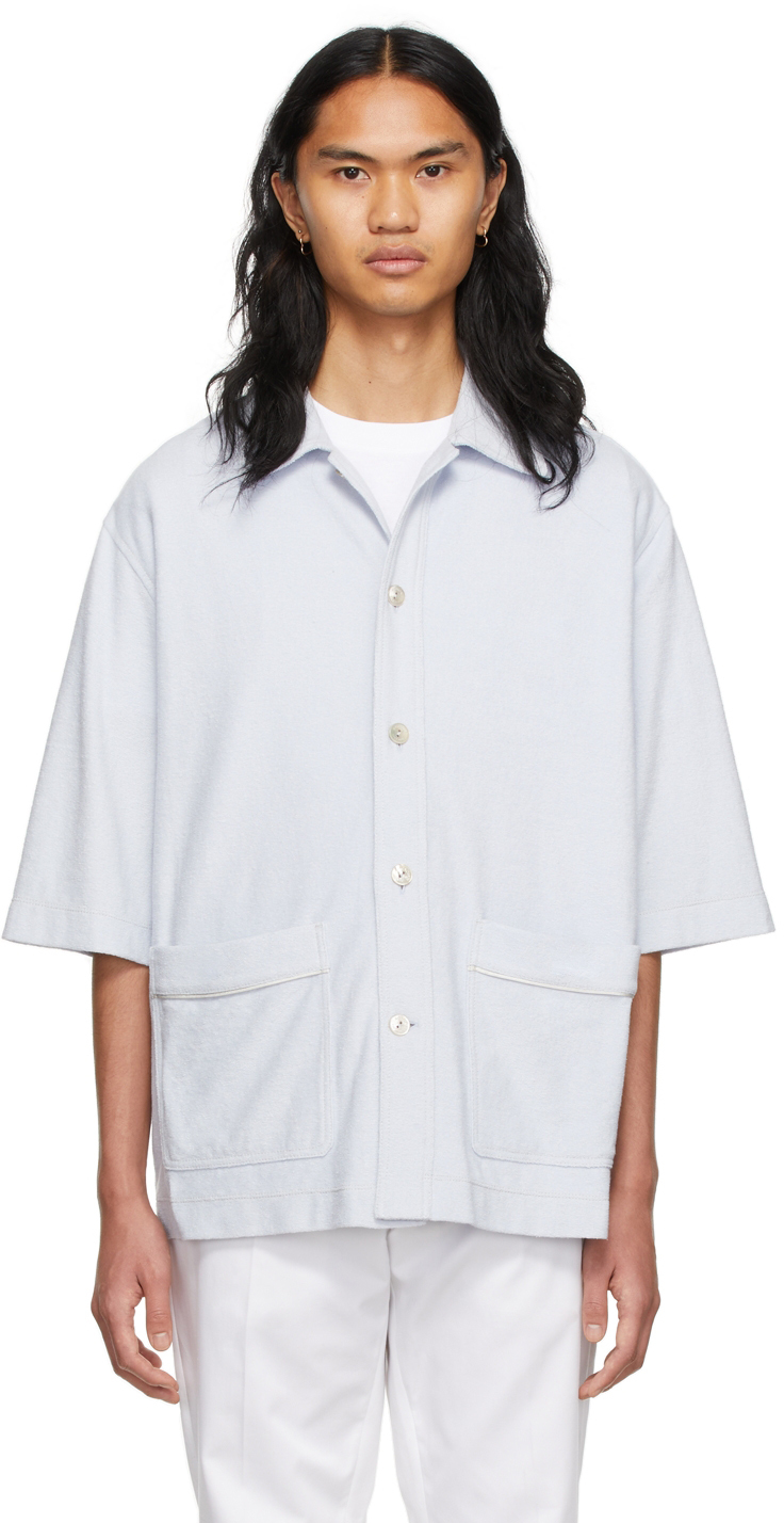 Agnona: Blue Terry Cloth Shirt | SSENSE