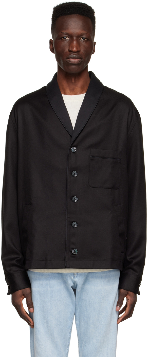 Agnona Black Cotton Pyjama Shirt In K09 Black