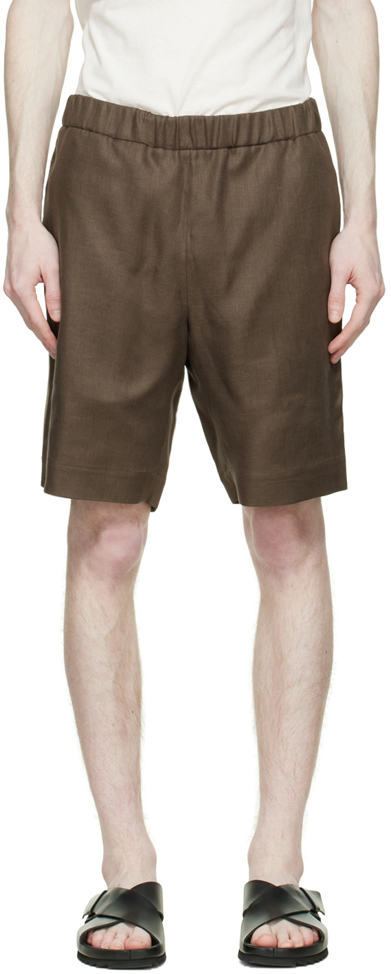 Brown Linen Pyjama Shorts by Agnona on Sale