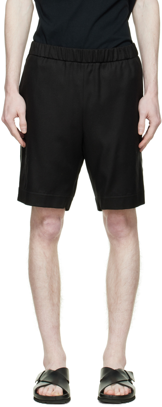 Black Cotton \u0026 Silk Pyjama Shorts by 