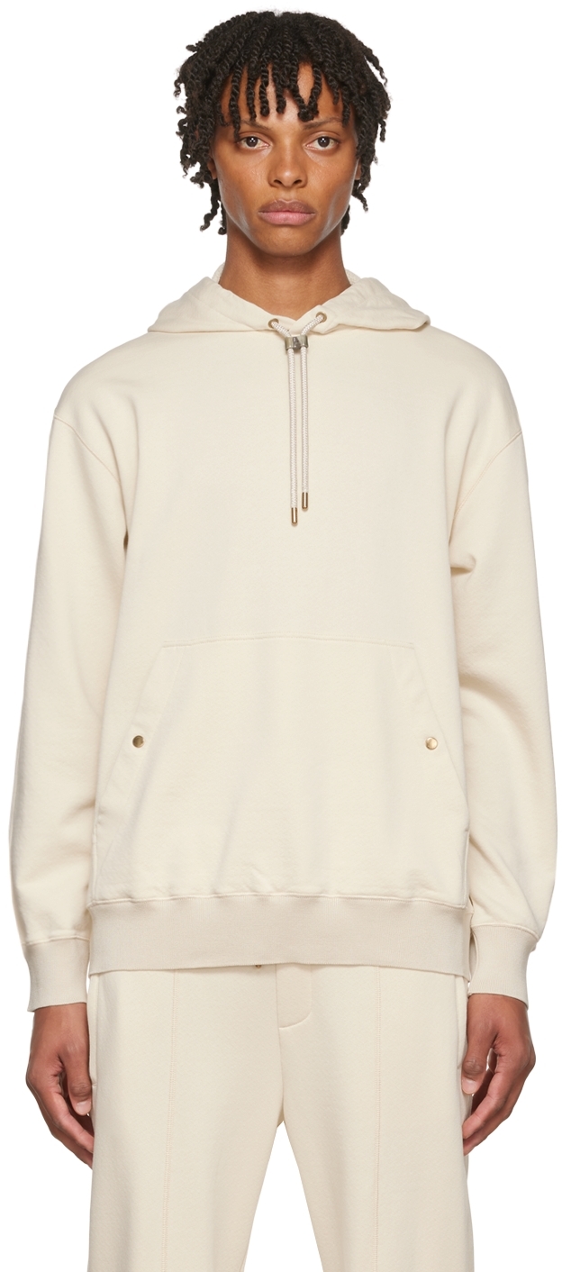 Agnona: Off-White Cotton Hoodie | SSENSE