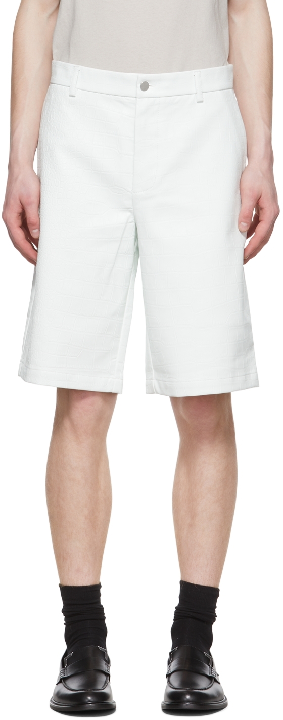 White Faux-Leather Shorts